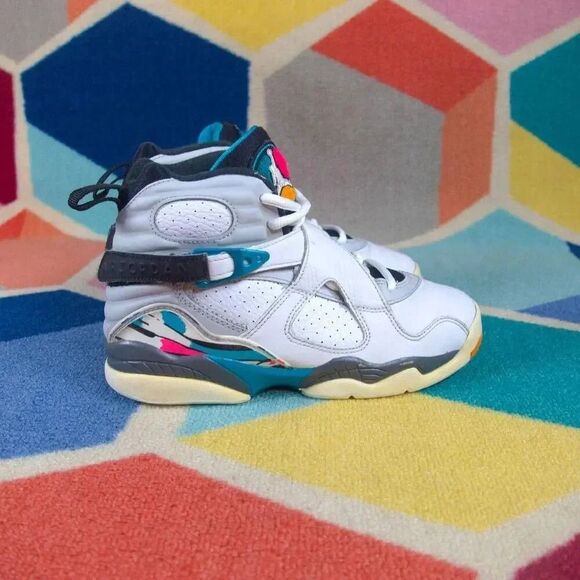 Nike Air Jordan 8 Retro GS Size 4y South Beach White Turbo Green 305368-113 - Picture 6 of 9